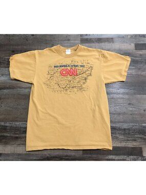 Vtg Vintage CNN Mens Large When Weather is the News Trust T Shirt Brown